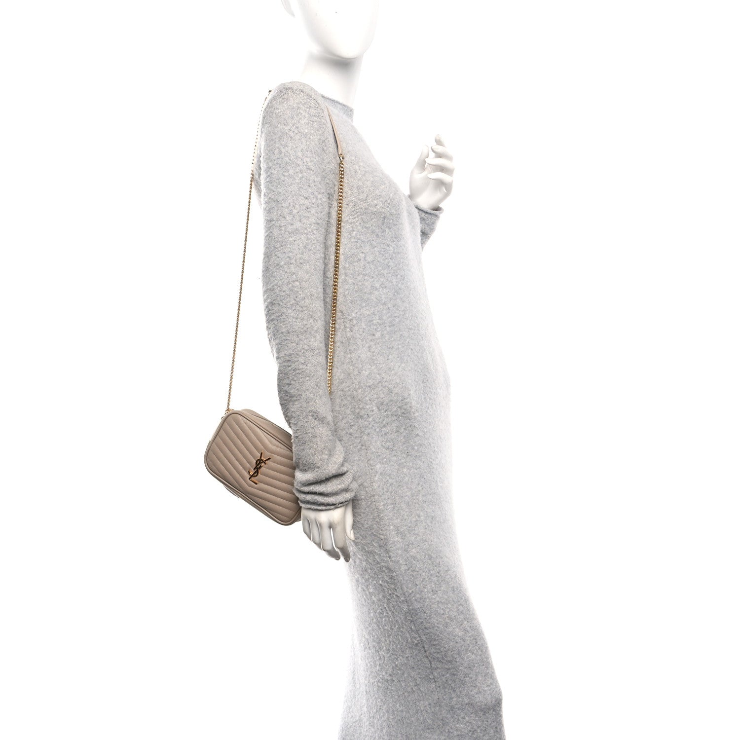 Grain De Poudre Matelasse Monogram Mini Lou Camera Bag Dark Beige