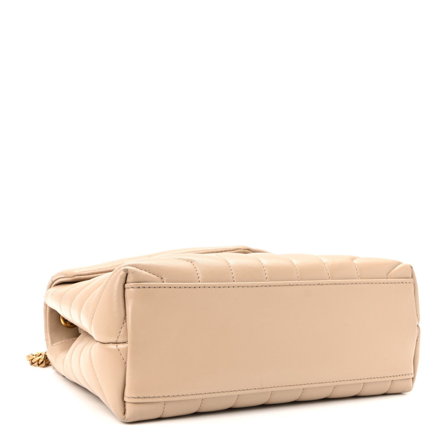 Calfskin Y Quilted Monogram Small Loulou Chain Satchel Dark Beige
