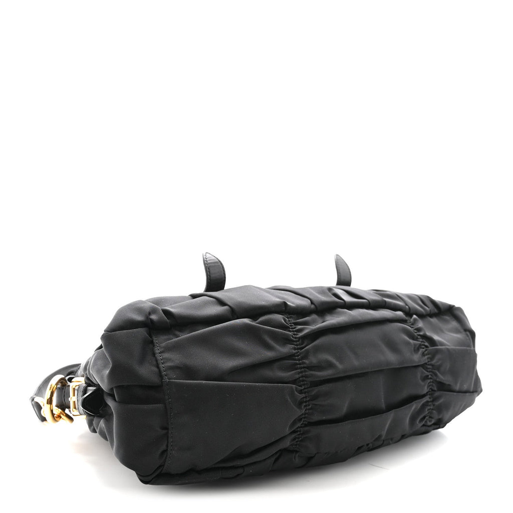 Tessuto Nylon Gaufre Shopping Satchel Black