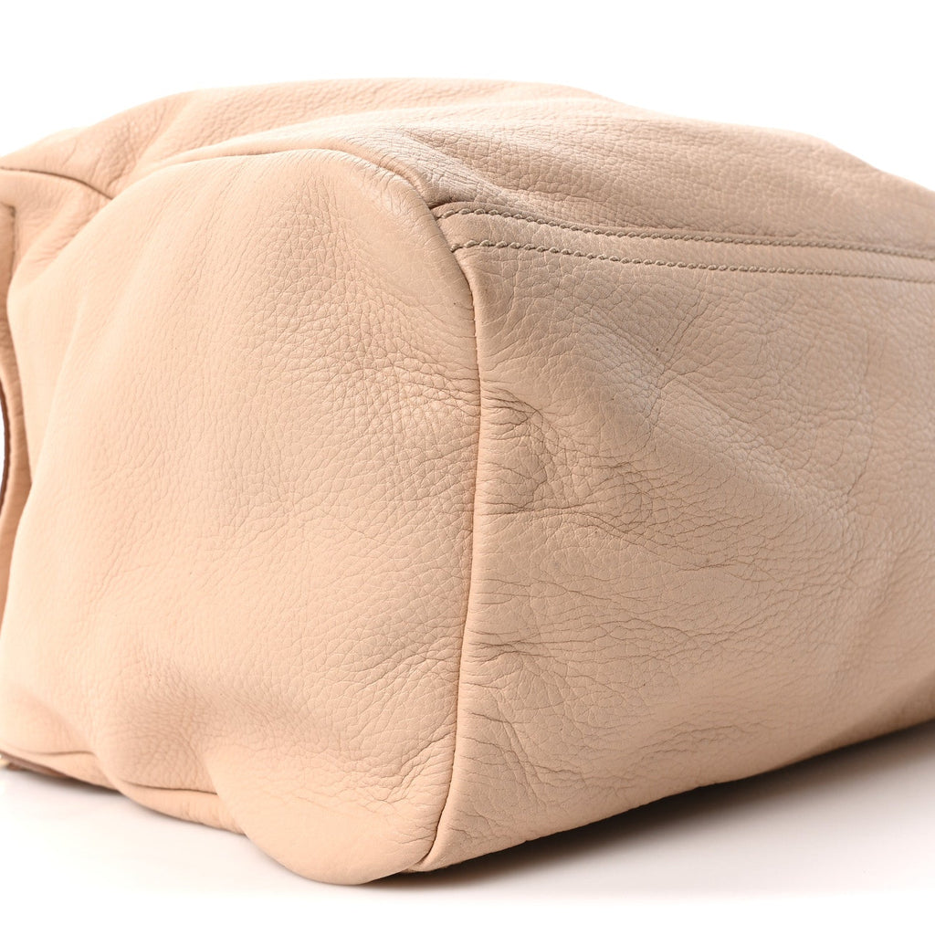 Bubble Calfskin Studded Pandora Light Beige