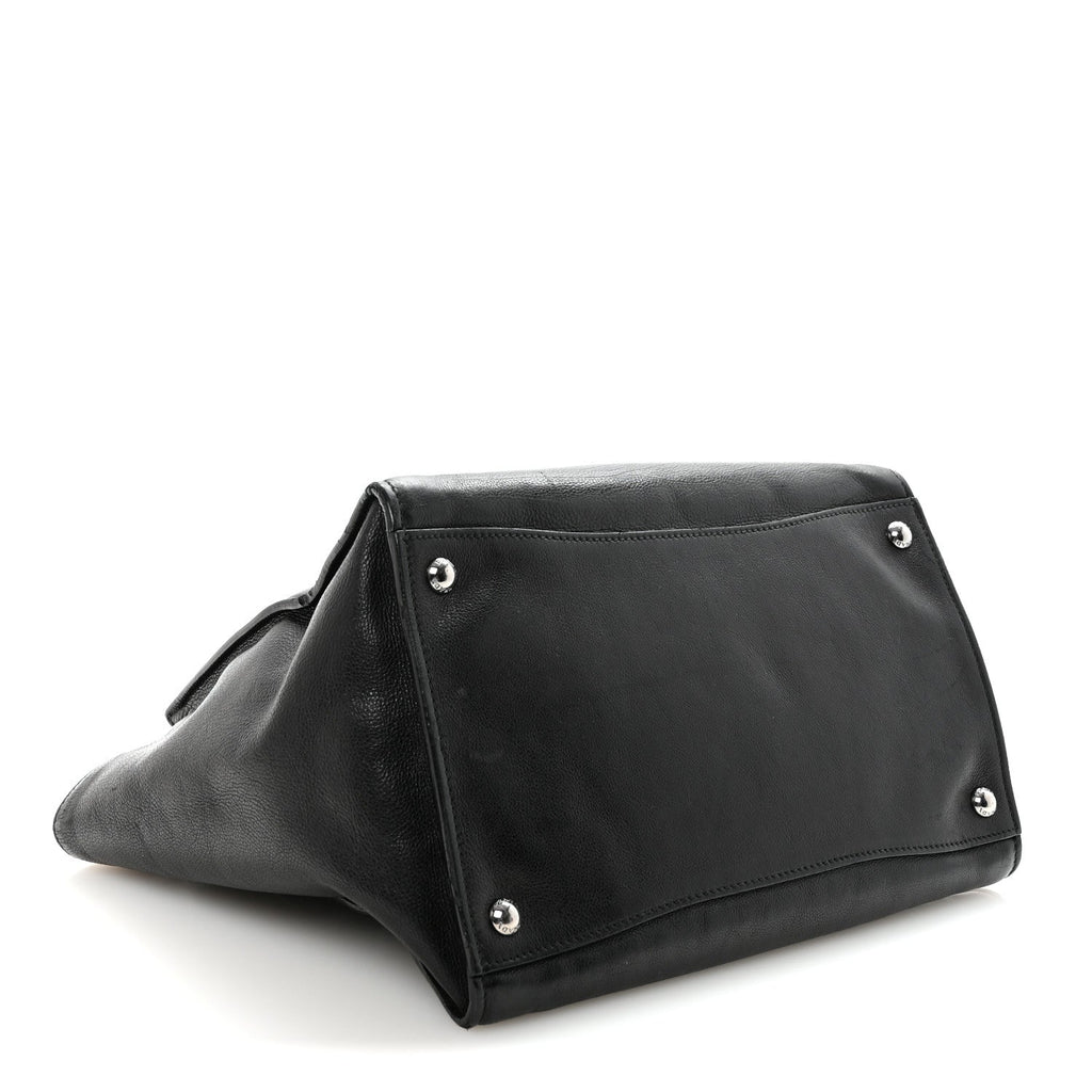 Glace Calf Twin Pocket Tote Black
