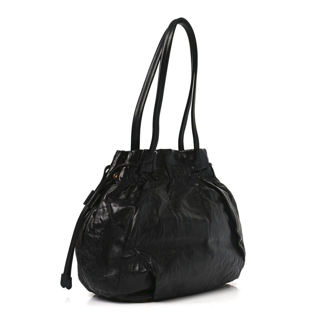 Nappa Antique Drawstring Tote Black