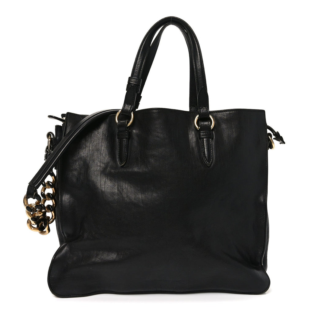 Calfskin Chain Tote Black
