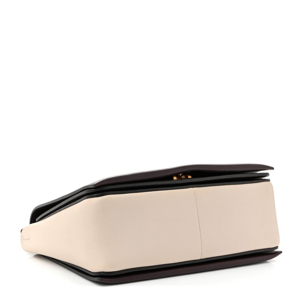 Shiny Smooth Calfskin Medium Frame Shoulder Bag Velvet Desert