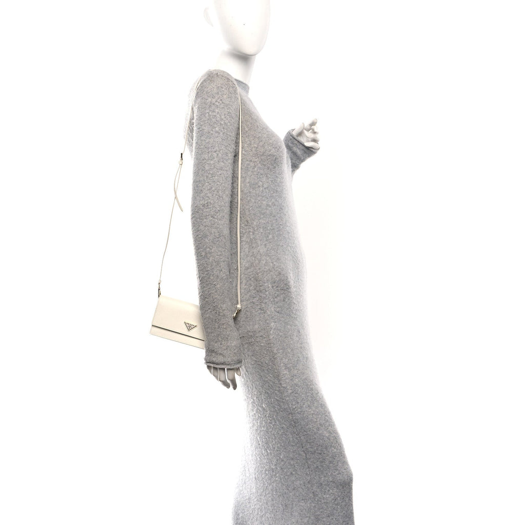 Saffiano Metal Triangle Logo Mini Bag Talco