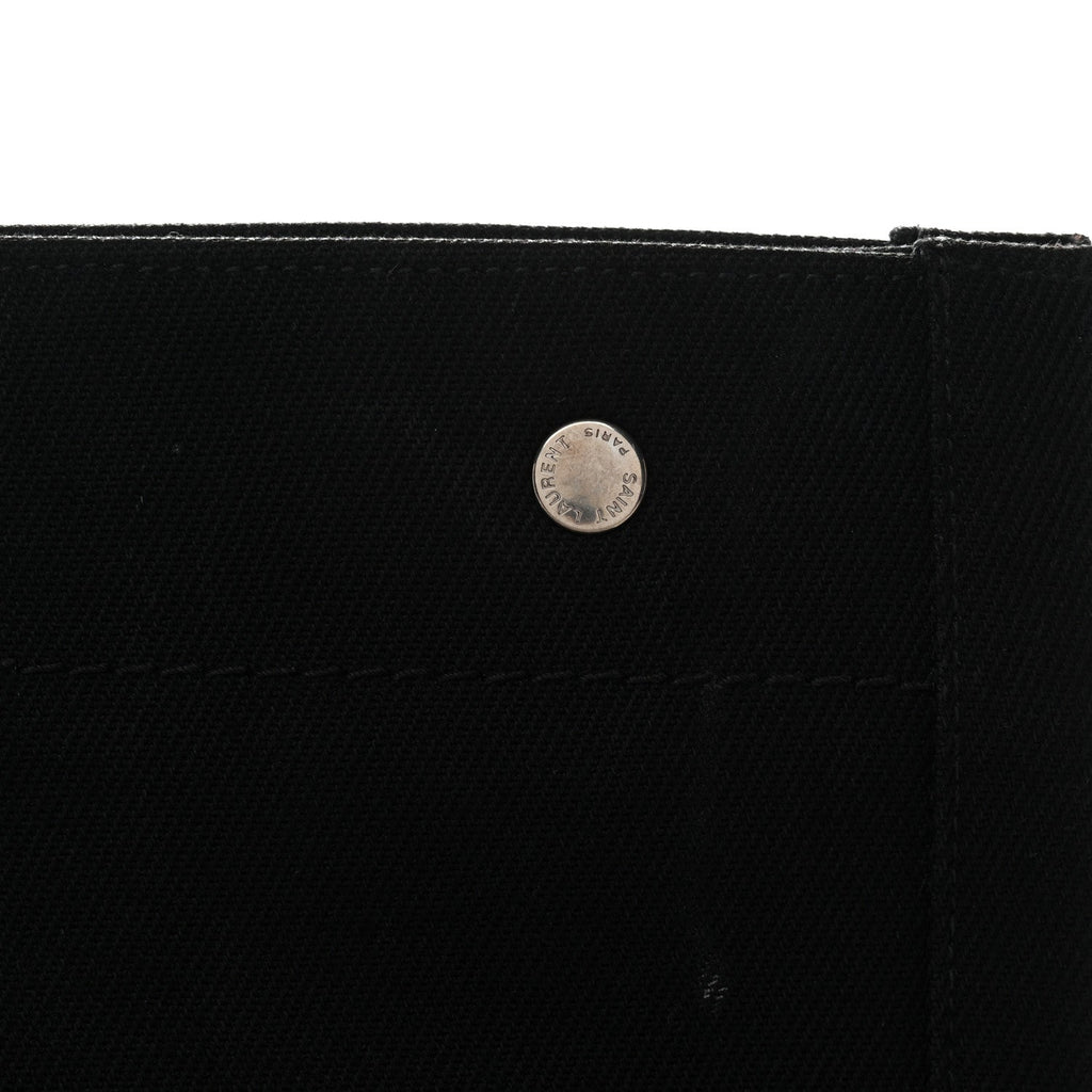 Linen Calfskin Rive Gauche Tote Black