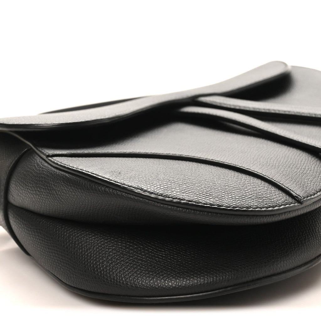 Grained Calfskin Saddle Bag Black