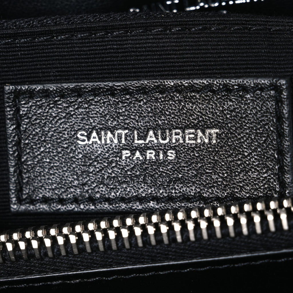 Calfskin Y Quilted Monogram Medium Loulou Chain Satchel Black