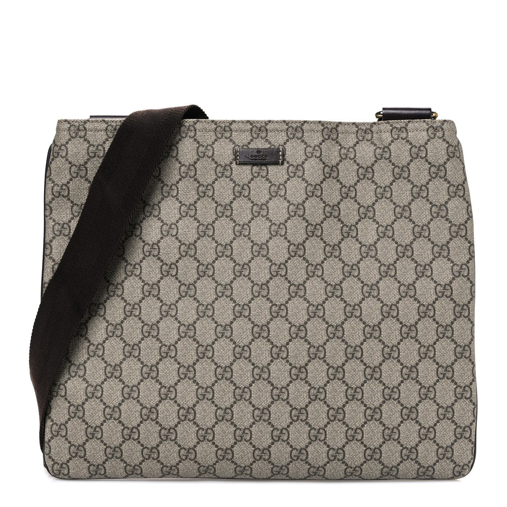 GG Supreme Monogram Medium Flat Messenger Bag Dark Brown