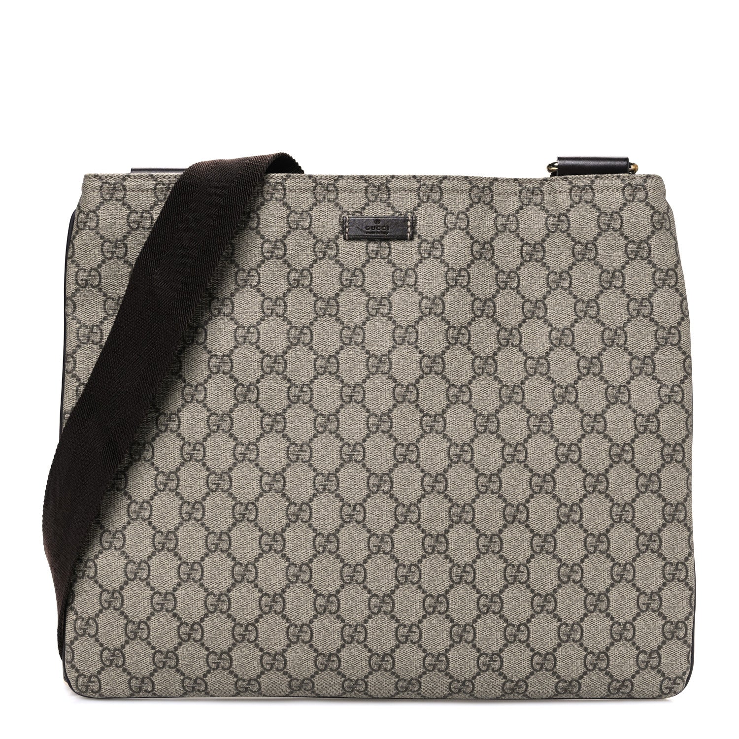 GG Supreme Monogram Medium Flat Messenger Bag Dark Brown