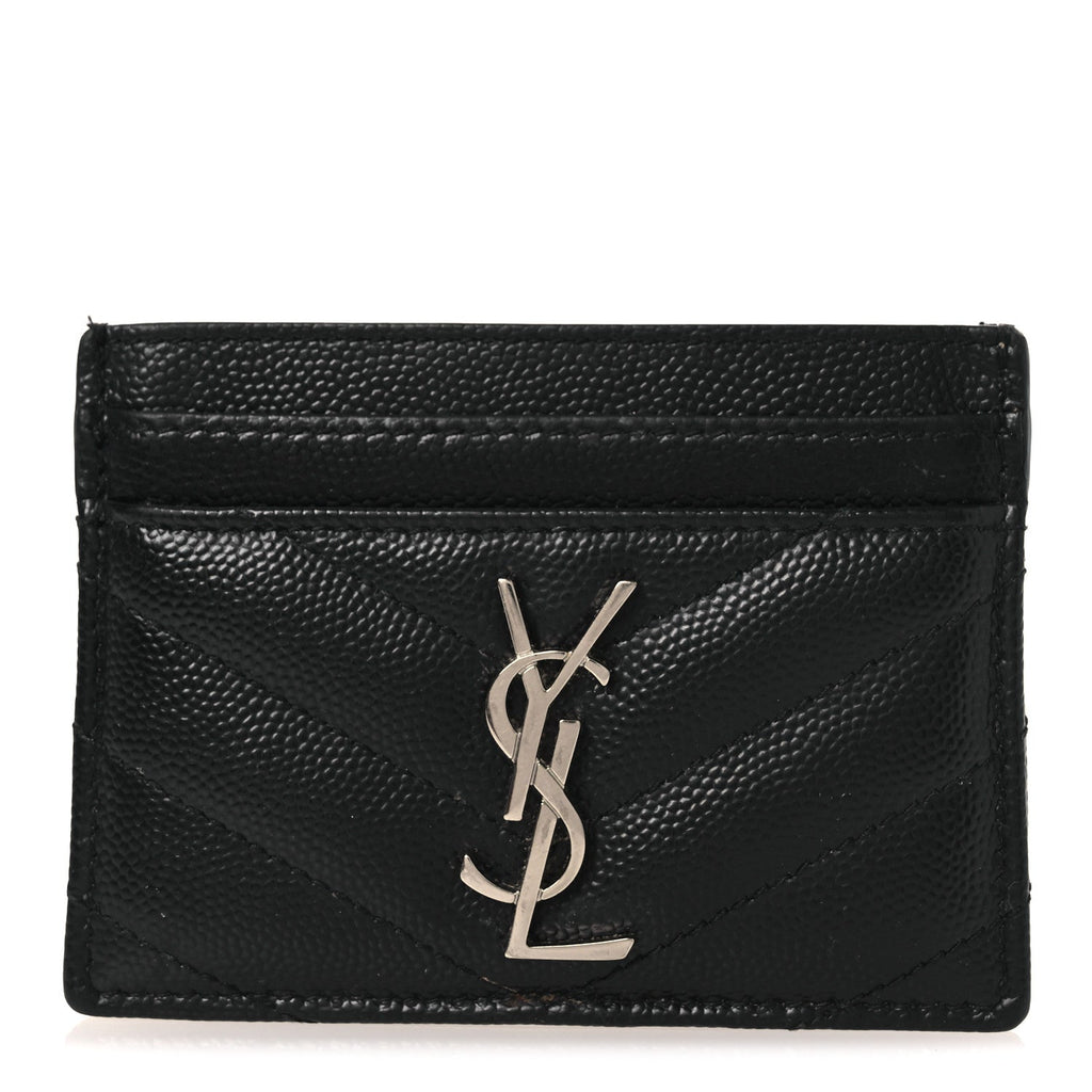 Grain De Poudre Matelasse Chevron Monogram Credit  Case Black
