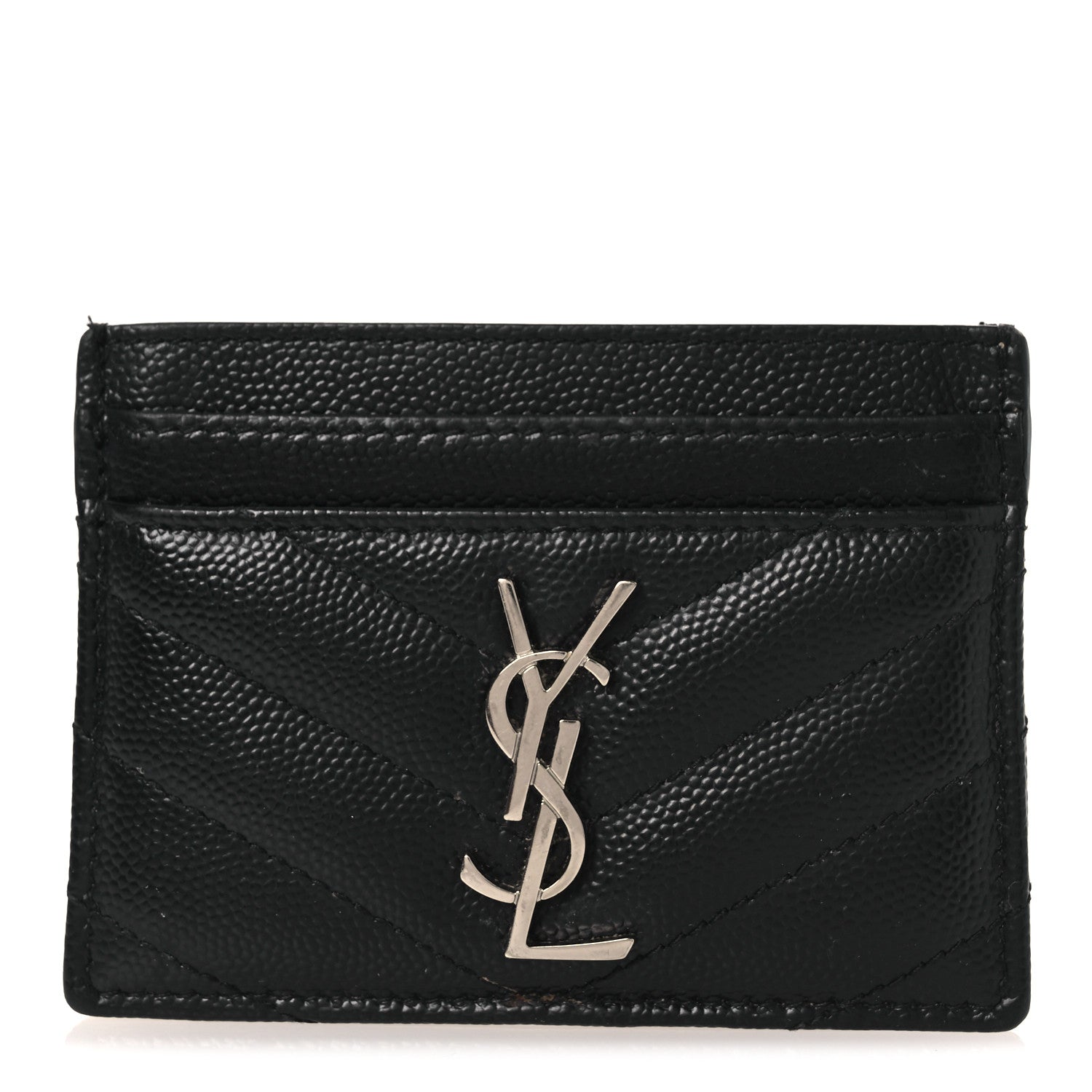 Grain De Poudre Matelasse Chevron Monogram Credit  Case Black