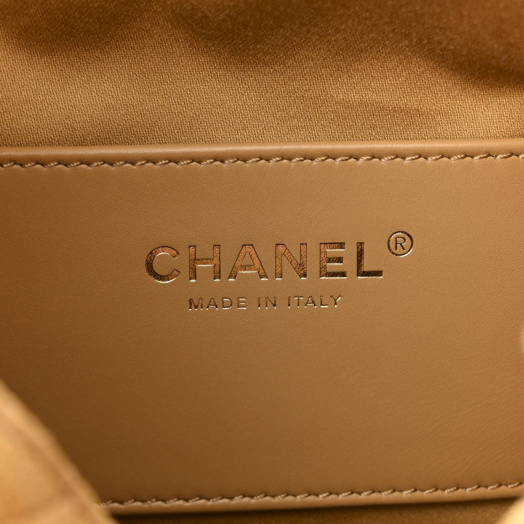 Suede Quilted Small Chanel 25 Handbag Beige