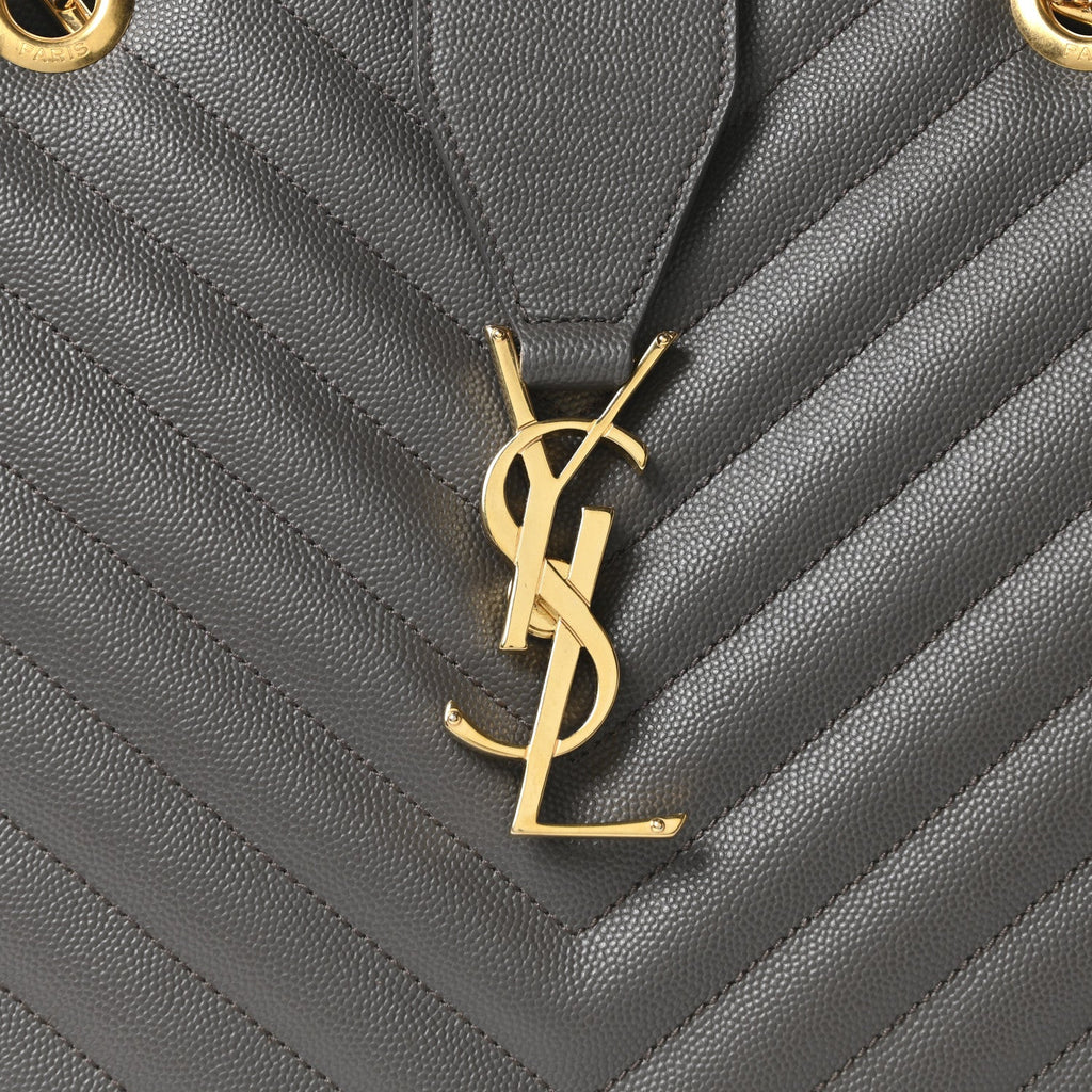 Grain De Poudre Matelasse Chevron Monogram Shopping Bag Fog