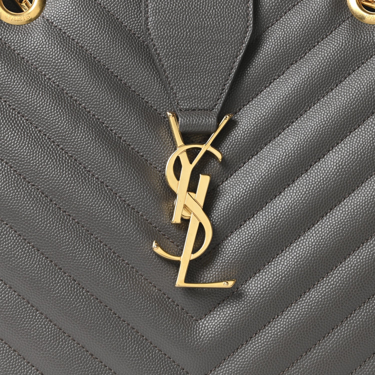 Grain De Poudre Matelasse Chevron Monogram Shopping Bag Fog