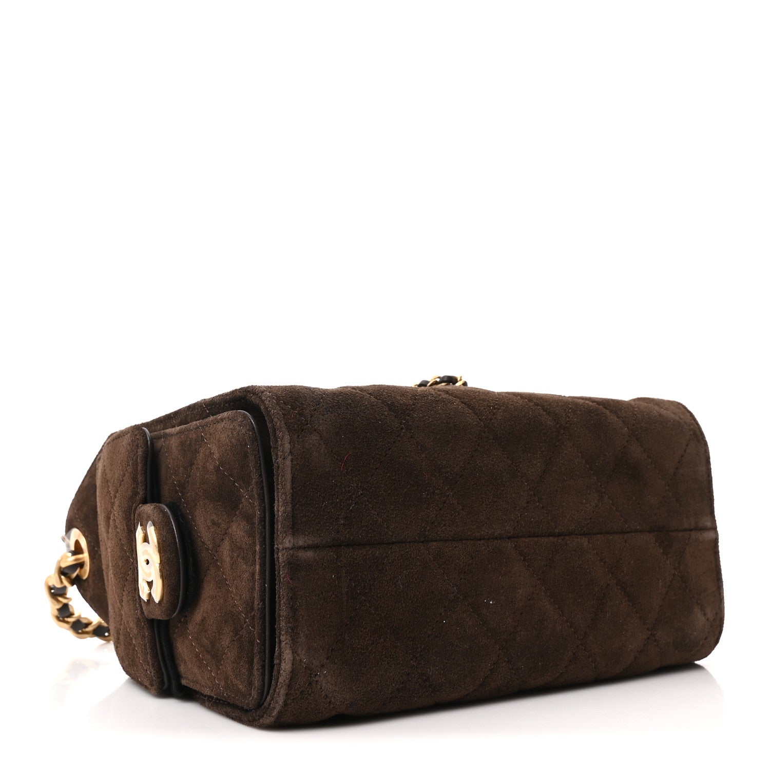 Suede Quilted Mini Chanel 25 Handbag Dark Brown
