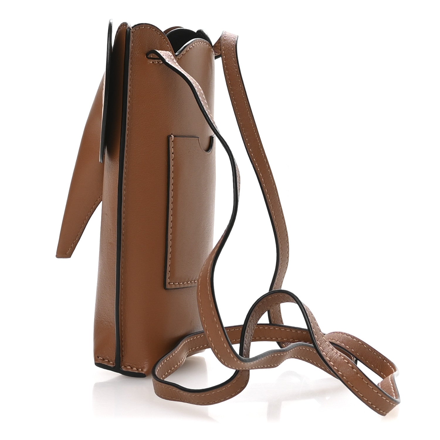 Calfskin Elephant Pouch Crossbody Bag Tan