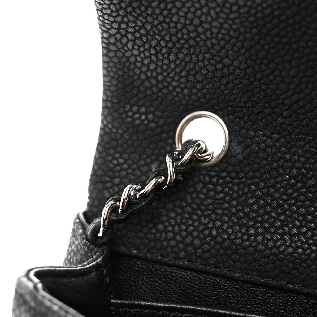 Iridescent Caviar Quilted Extra Mini Flap Black