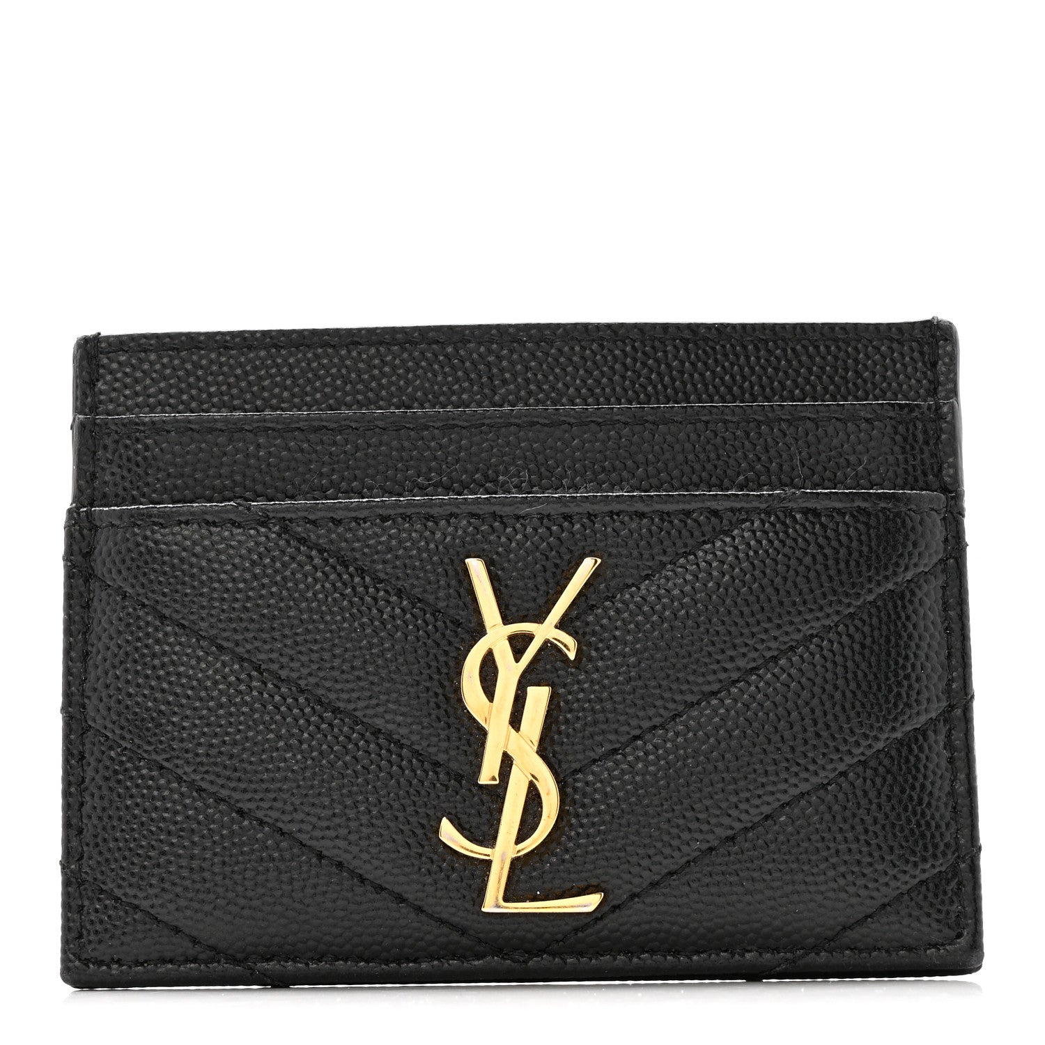 Grain De Poudre Matelasse Chevron Monogram Credit  Case Black