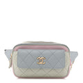 Goatskin Quilted Waist Bag Green Blue Pink