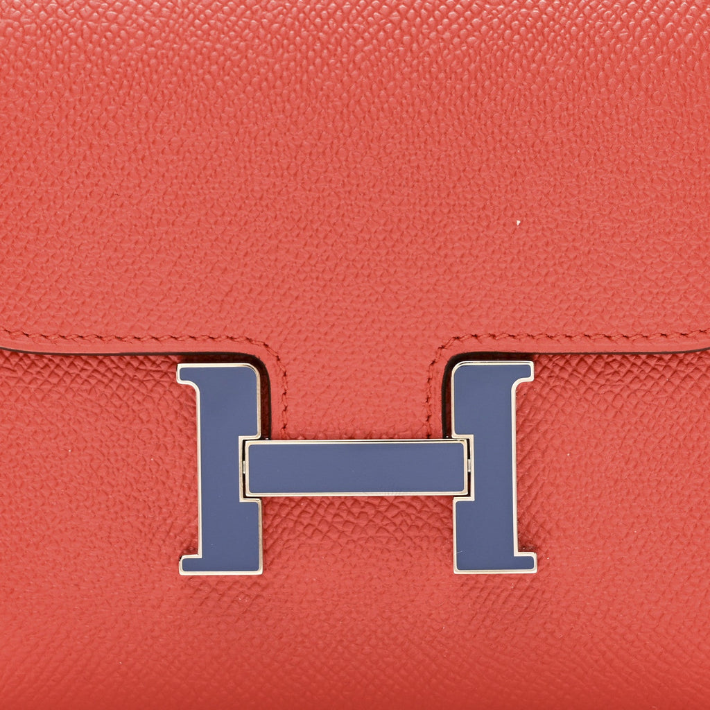 Epsom Enamel Constance Short Wallet Capucine Bleu Brighton