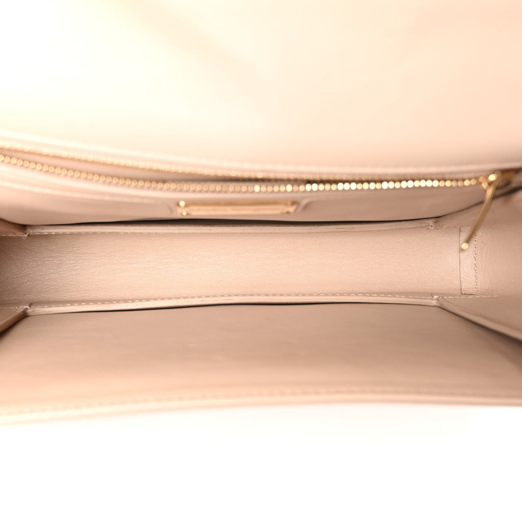 Printed Calfskin Ginny Shoulder Bag Beige
