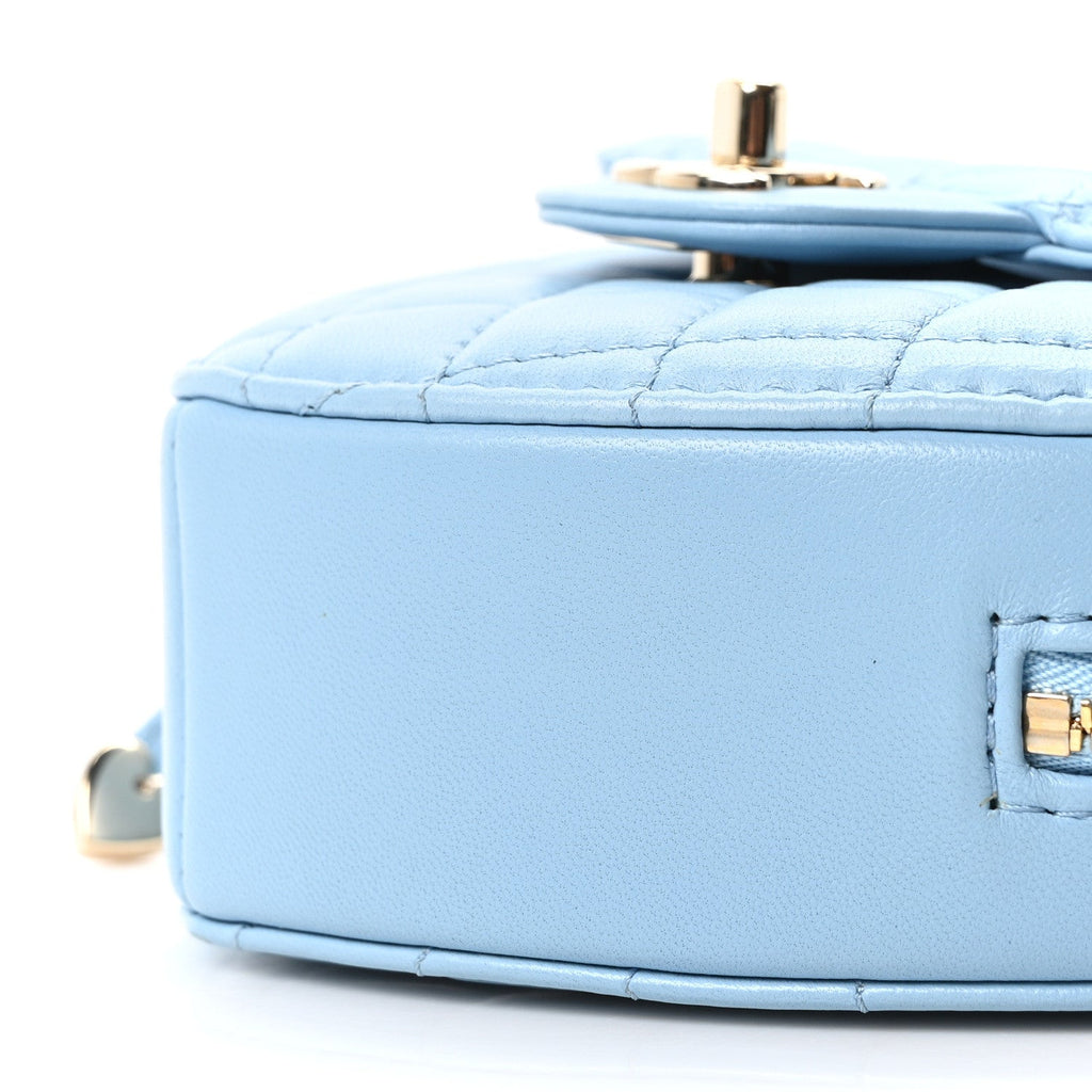 Lambskin Quilted CC In Love Heart Bag Light Blue
