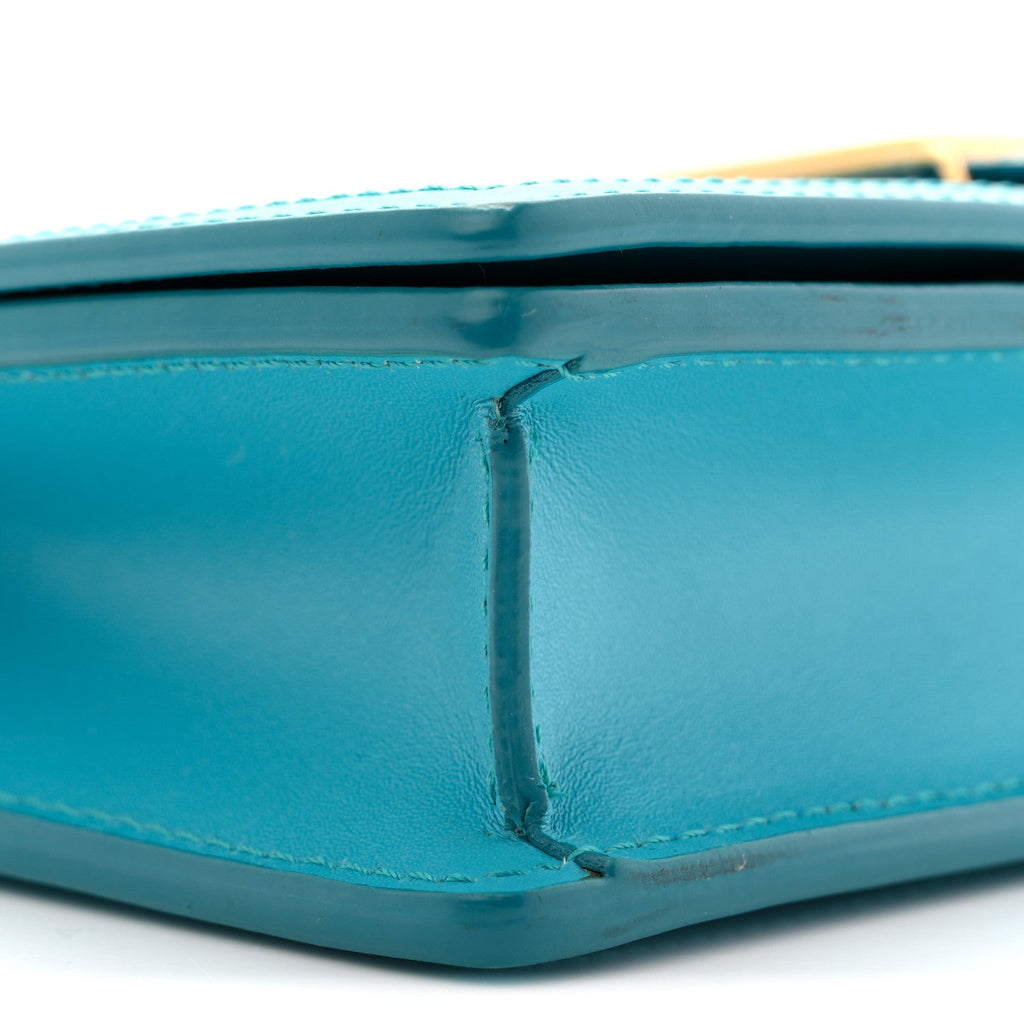 Calfskin Greca Goddess Wallet On Chain Blue