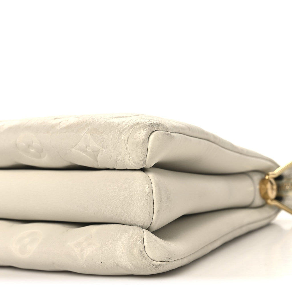 Lambskin Embossed Monogram Coussin PM Beige Cream
