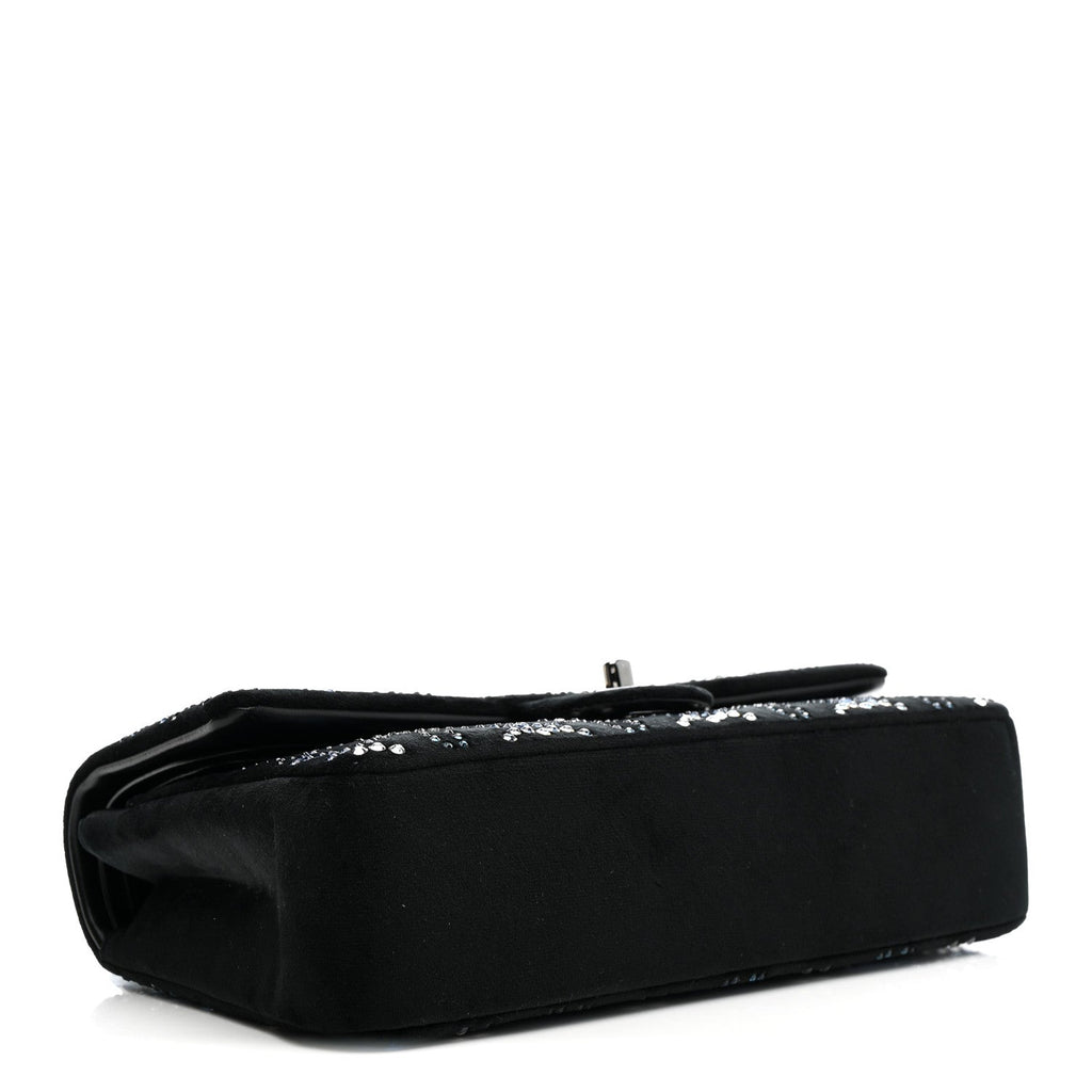 Velvet Crystal Medium Double Flap Black