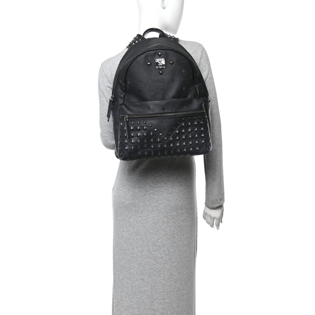 Nylon Monogram Studded Stark Medium Backpack Black