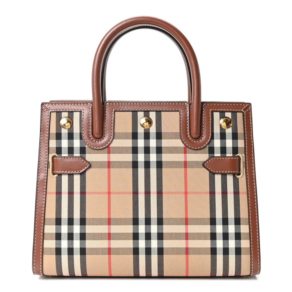 Calfskin Vintage Check Mini Two Handle Title Bag Archive Beige
