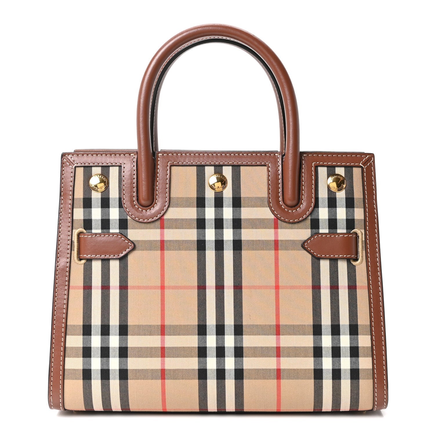 Calfskin Vintage Check Mini Two Handle Title Bag Archive Beige