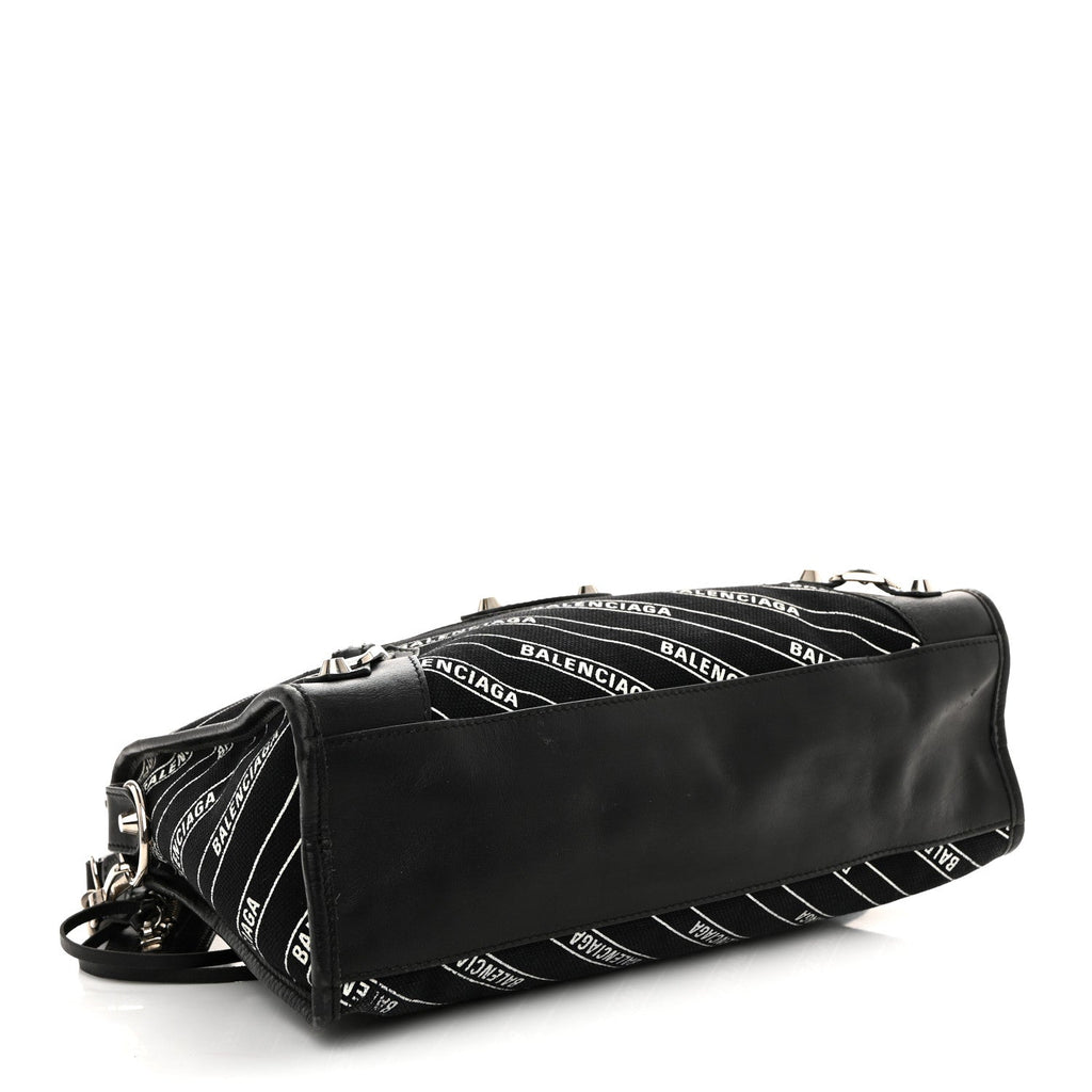 Canvas Satin Calfskin Diagonal Allover Logo Print Classic Silver Hardware S City Black White