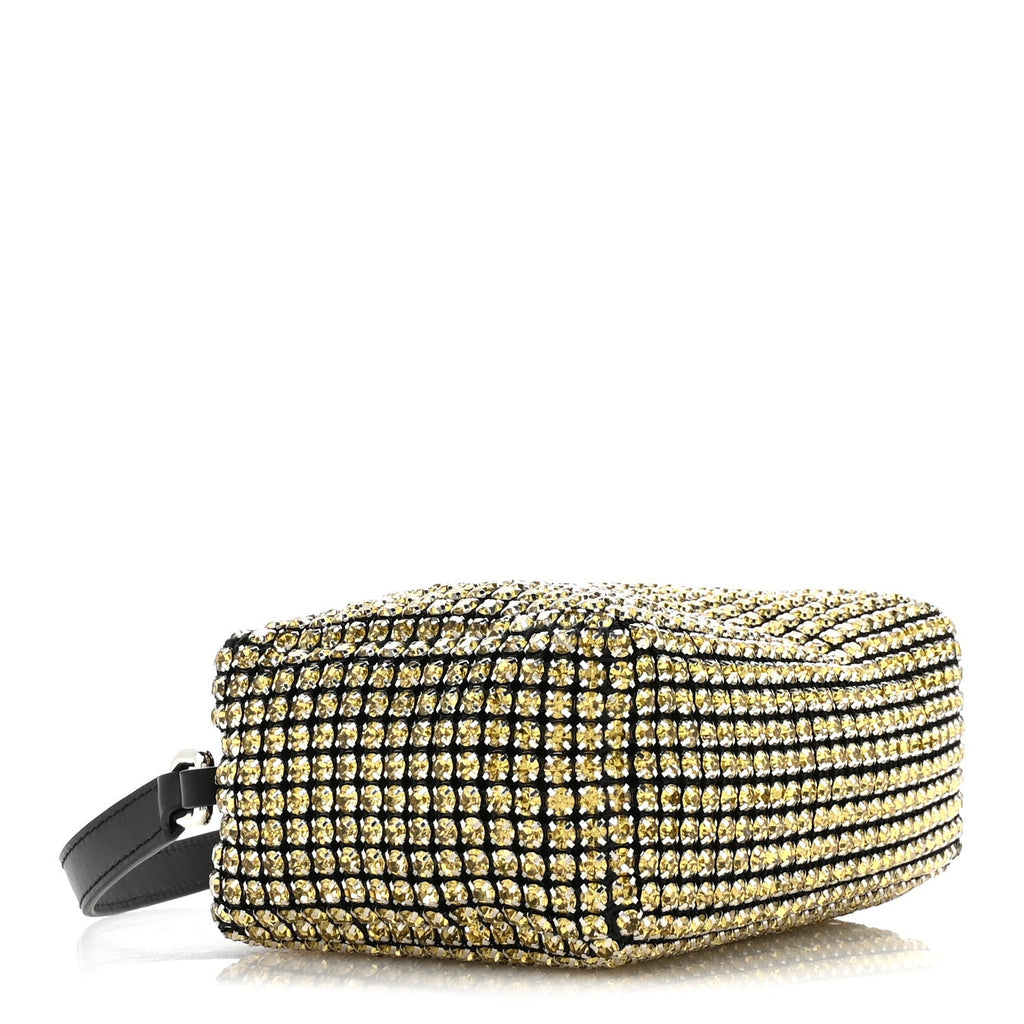 Mesh Crystal Rhinestone Mini Heiress Pouch Porcelain