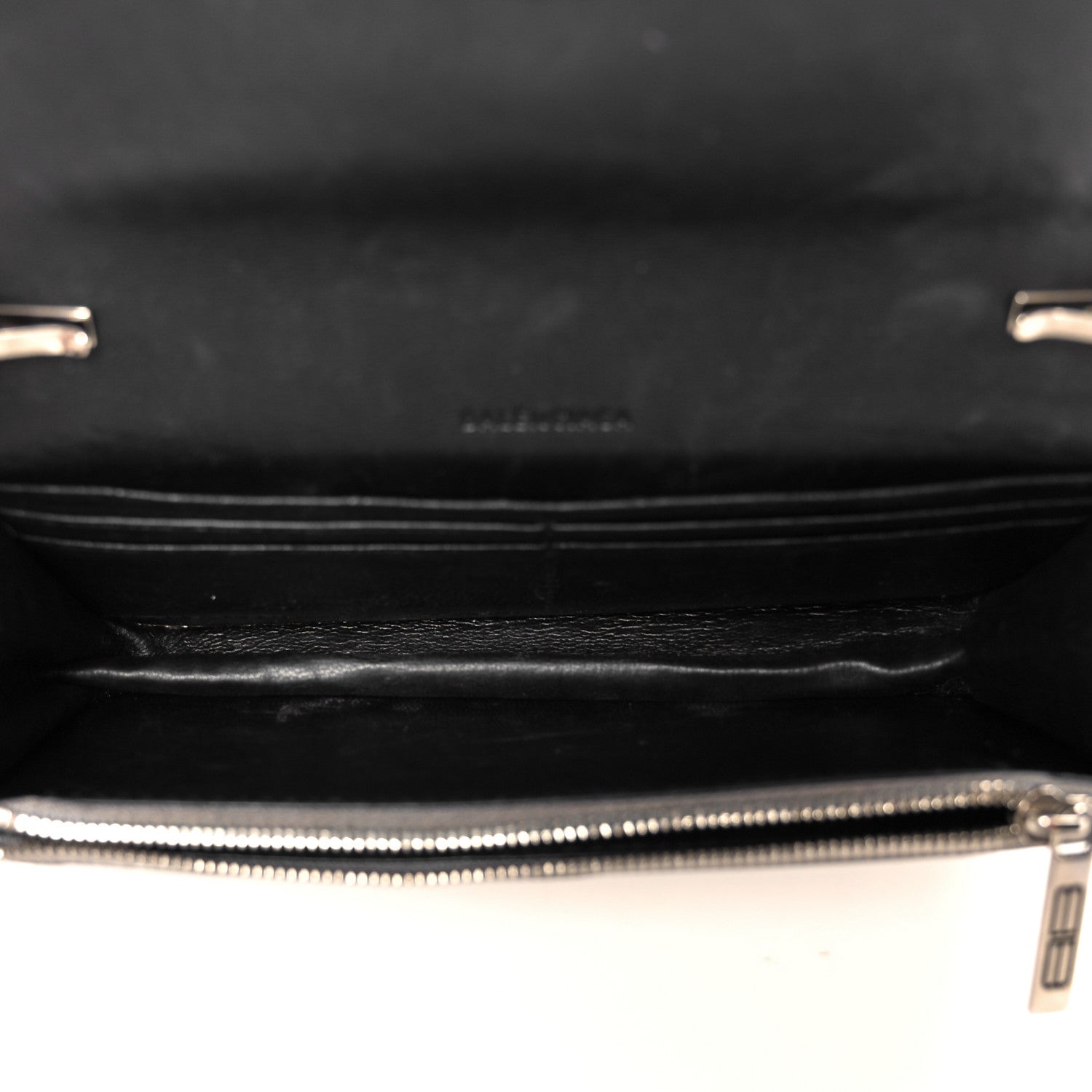 Metallic Extra Supple Calfskin Crocodile Embossed Gossip Wallet On Chain Silver