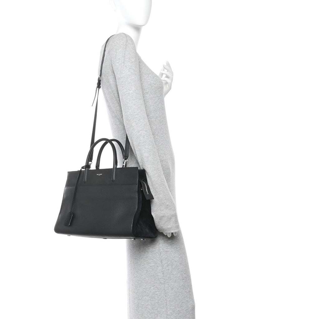 Grained Calfskin Medium Rive Gauche Cabas Black
