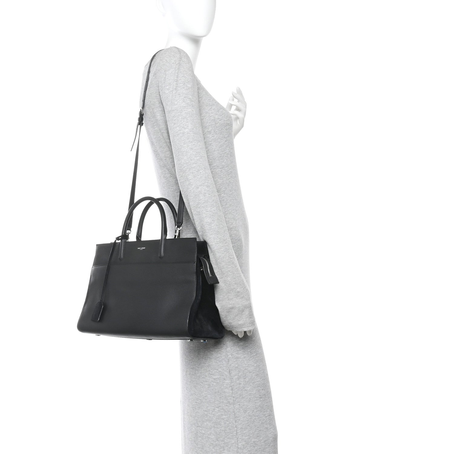 Grained Calfskin Medium Rive Gauche Cabas Black