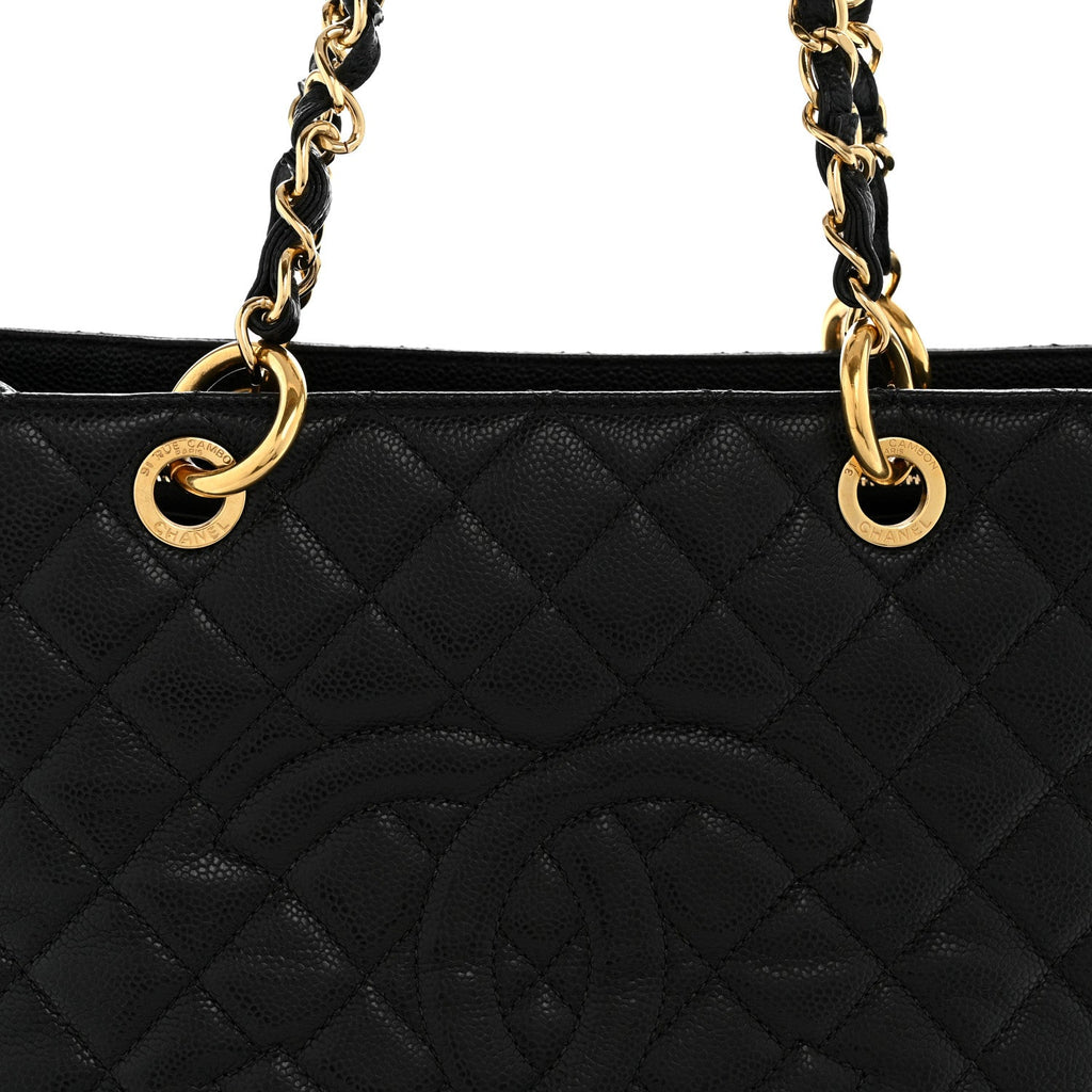 Caviar Quilted Grand Shopping Tote GST Black