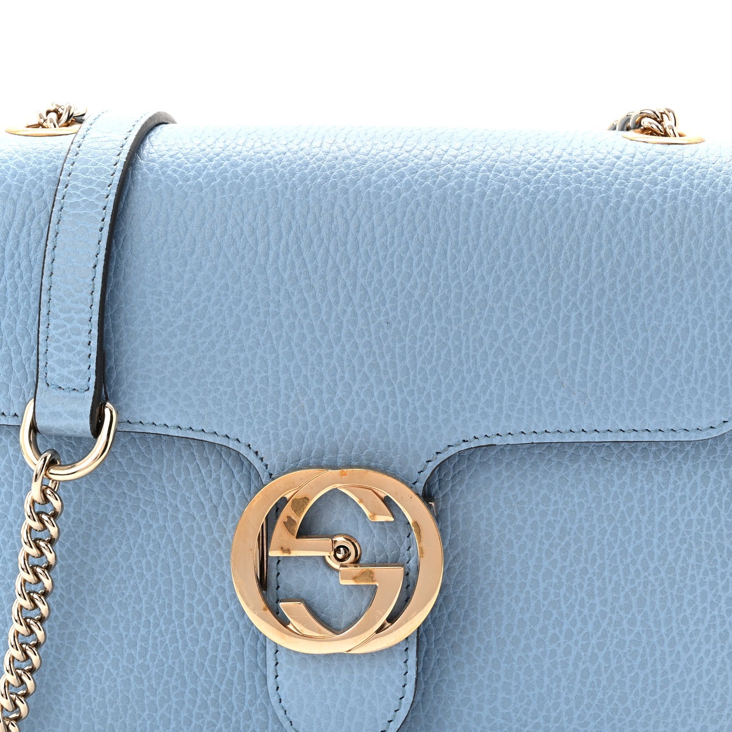 Dollar Calfskin Small Interlocking G Shoulder Bag Mineral Blue