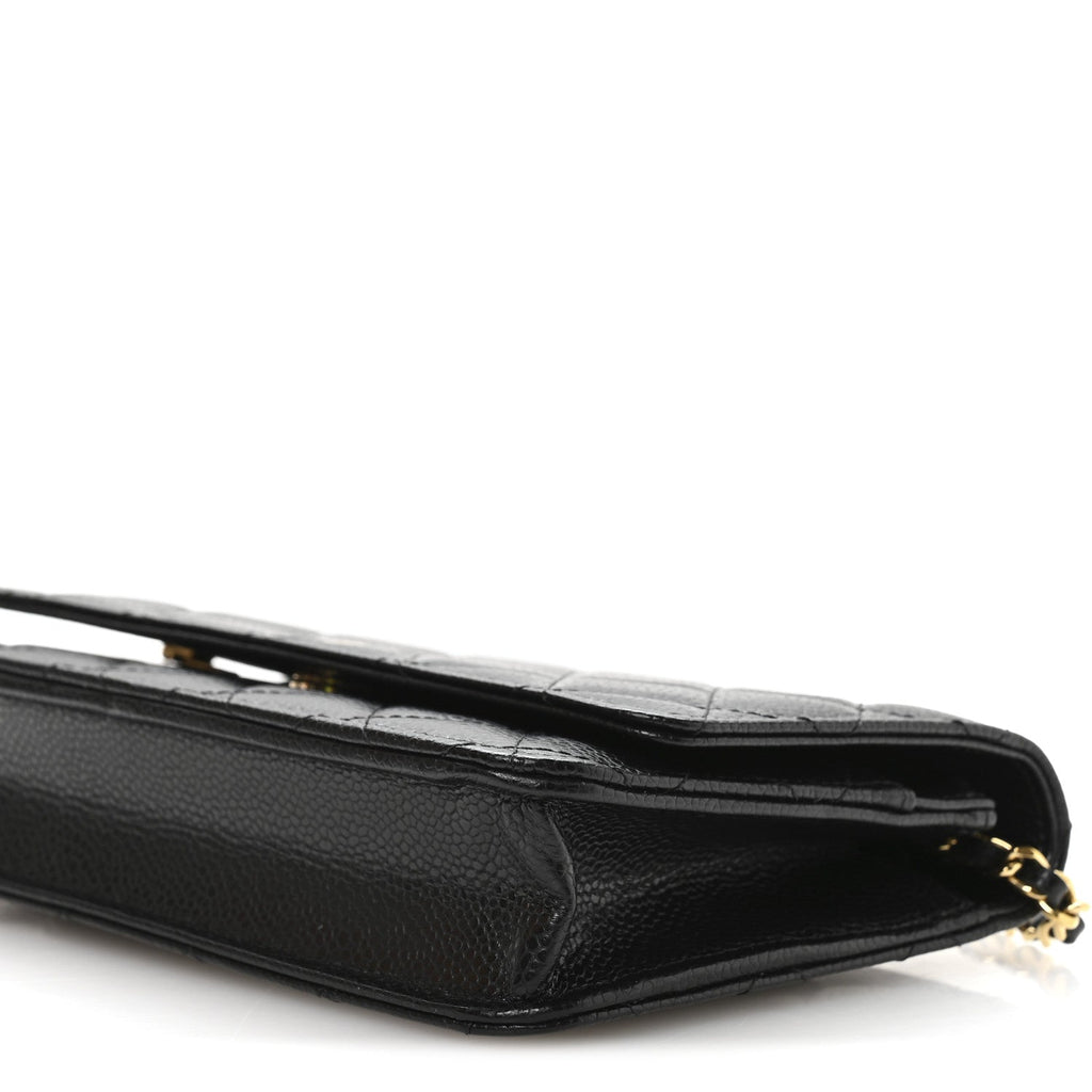 Caviar Quilted Wallet on Chain WOC Black