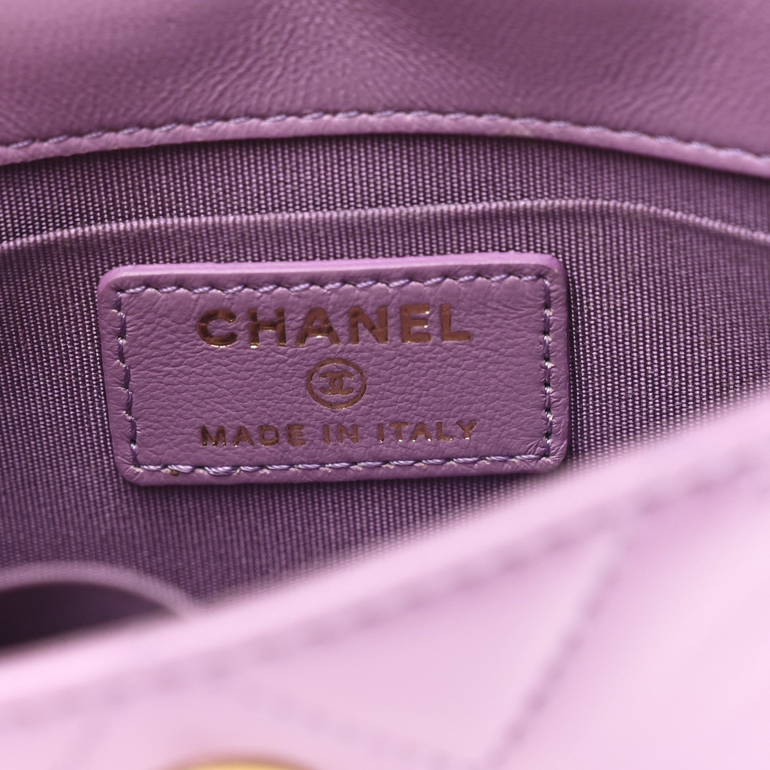 Shiny Lambskin Quilted Extra Mini Flap Purple