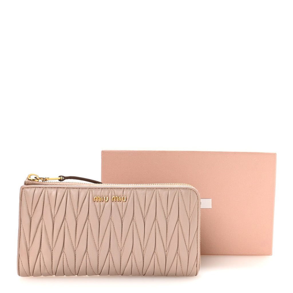 Nappa Matelasse Zip Around Wallet Pomice