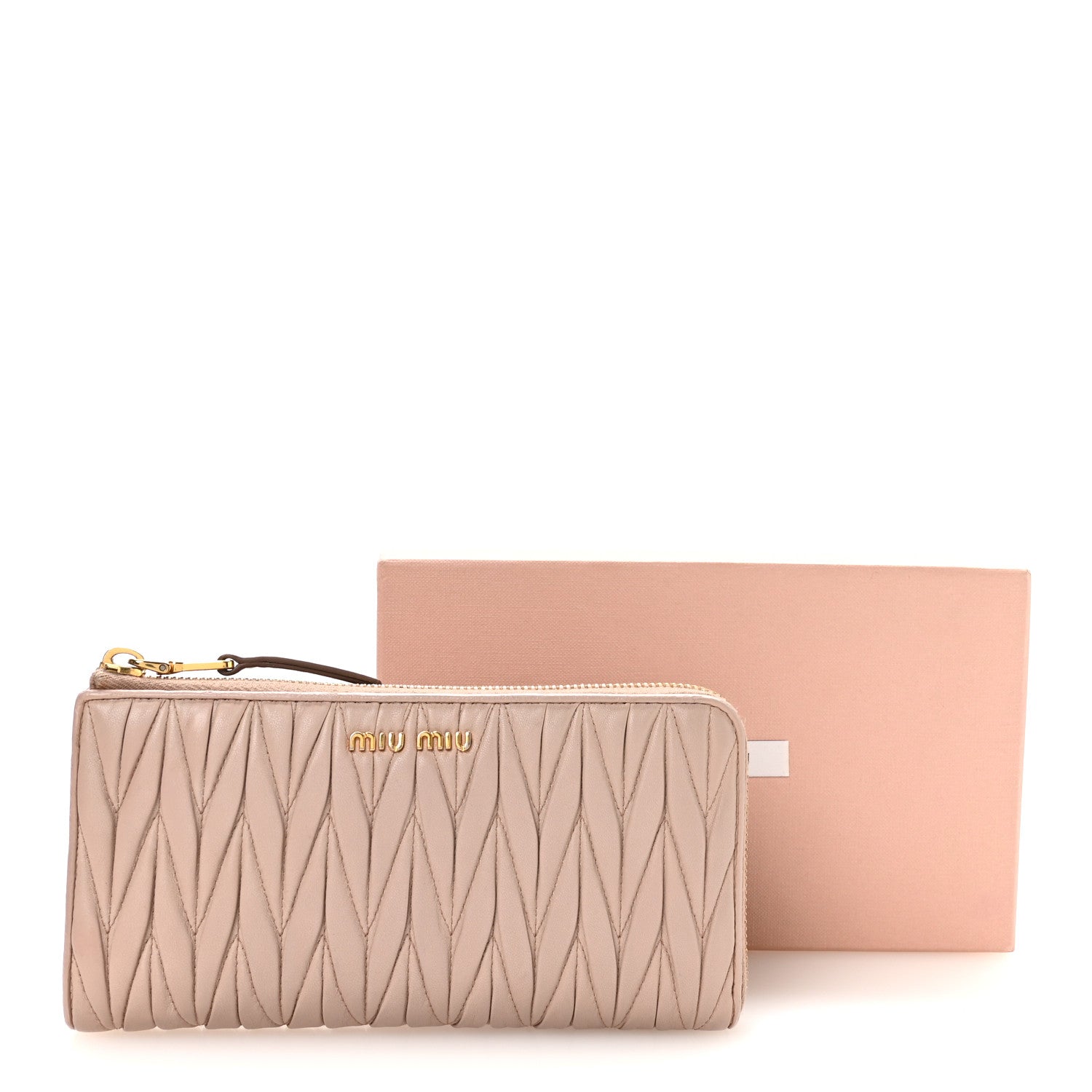 Nappa Matelasse Zip Around Wallet Pomice