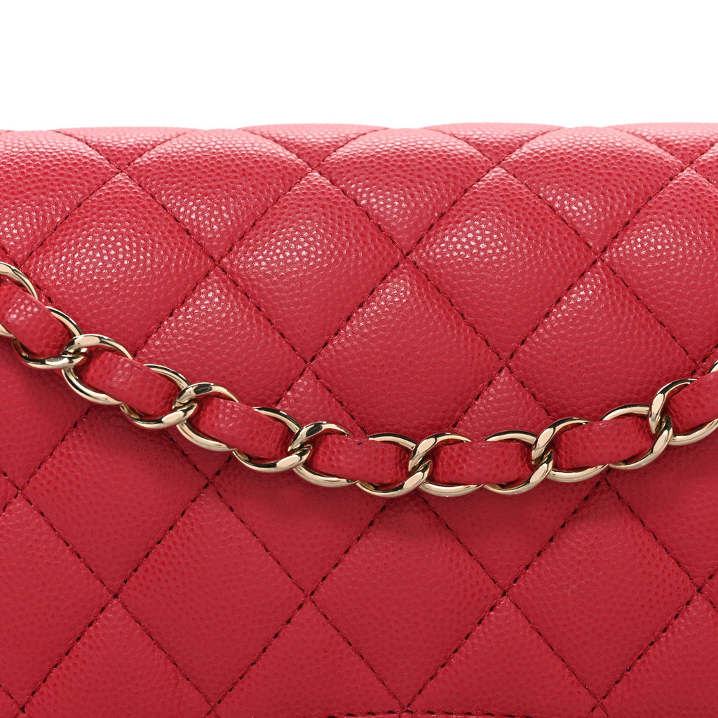 Caviar Quilted Medium Double Flap Pink