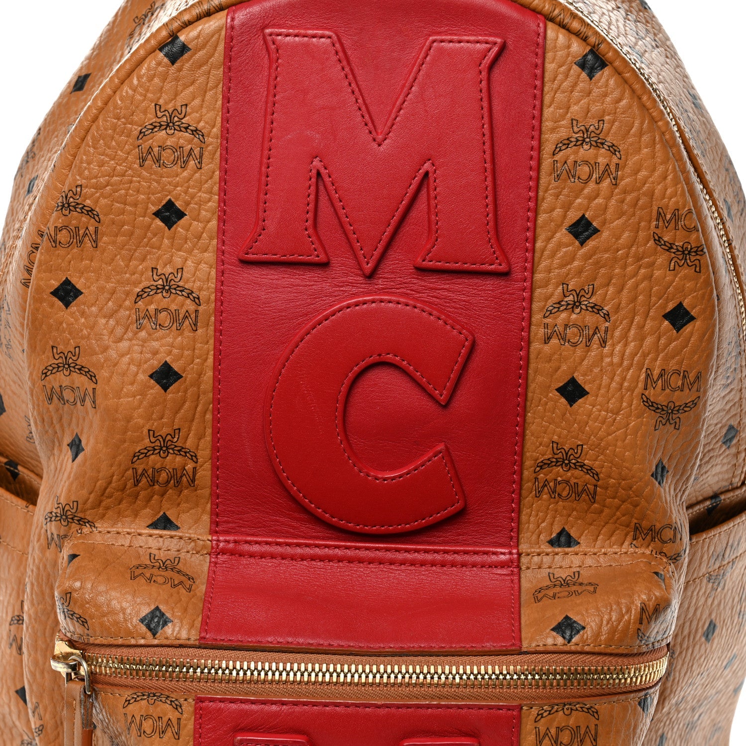 Visetos Medium Stark Logo Stripe Backpack Cognac Red