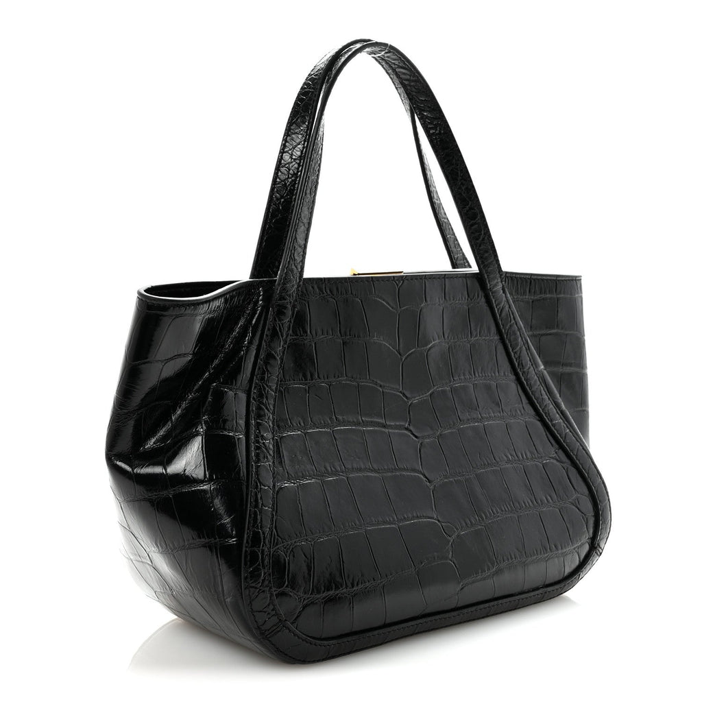 Calfskin Crocodile Embossed Small Greca Goddess Shoulder Bag
