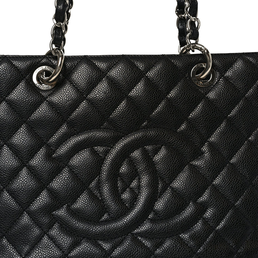 Caviar Quilted Grand Shopping Tote GST Black
