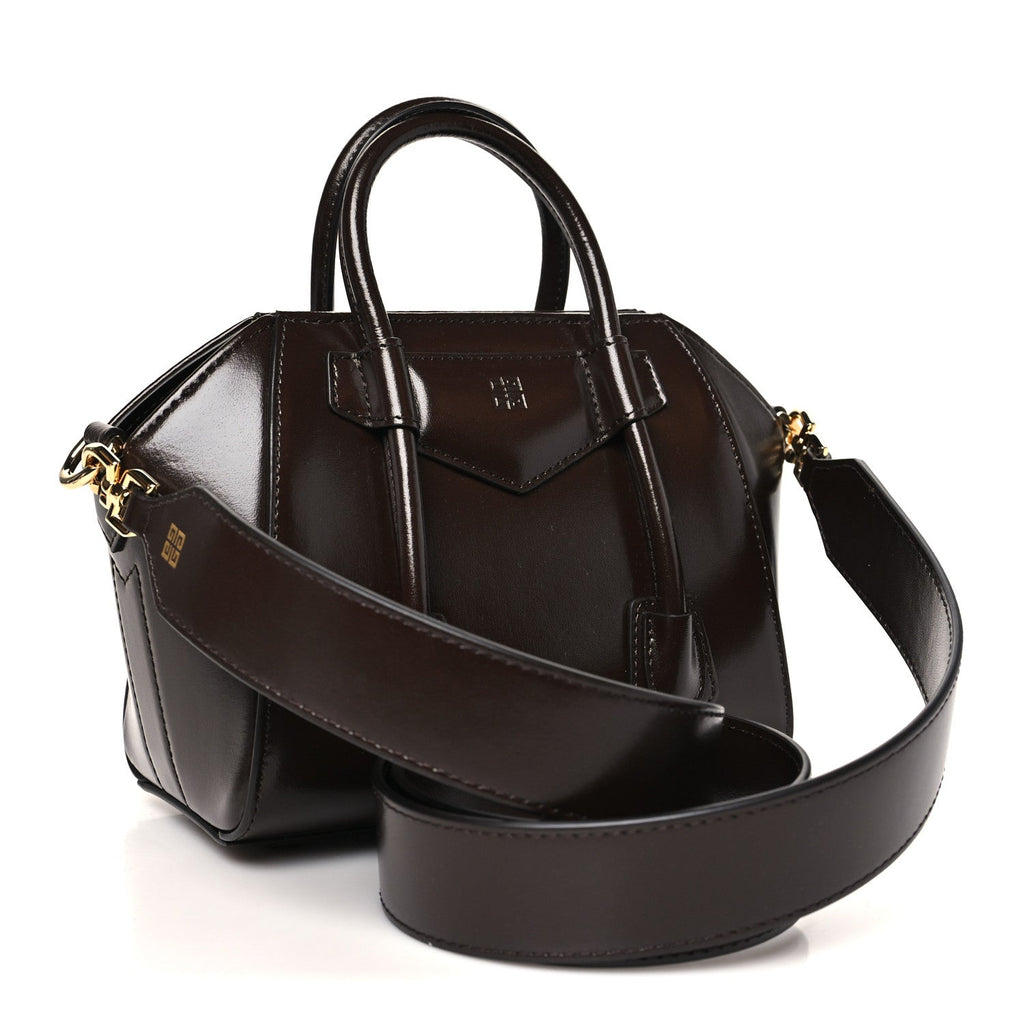 Box Calfskin Toy Lock Antigona Shoulder Bag Ebony Brown