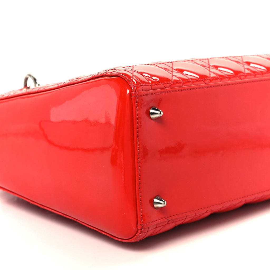Patent Cannage Whipstitch Medium Lady Dior Red